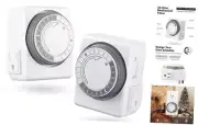 Indoor Timer-24 Hour Plug-in Mechanical Indoor Mini Timer with 2 Outlets,