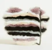 Rebecca Minkoff Furry Stripe Heart Shoulder Bag Small Leather Chain Strap