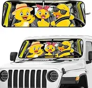 Windshield Sun Shade Compatible with Jeep JK JKU JL JLU 1997-2023 and Compatible with Gladiator JT 2020-2023 Foldable Windshield Sun Visor Blocks UV Rays (Duck,Yellow)