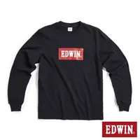 在飛比找momo購物網優惠-【EDWIN】女裝 BOX LOGO長袖T恤(黑色)