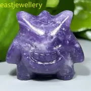1.4" Natural Purple mica Lepidolite ghost skull Quartz Crystal Skull gem 1pc