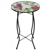Northlight 19" Red Cardinal and Pine Cone Glass Patio Side Table