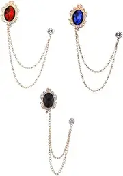 [WOFASHPURET] Stylish Collar Pin Men's Brooch for Suit Prom Accessories Chain Design