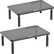 Monitor Stand Riser, Adjustable Laptop Stand Riser Holder, 3 Height Adjustable Underneath Storage for Office Supplies (STT003-2), 2 Pack, Black