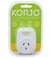 Korjo USB-C + A Charger - AUS/NZ Socket To Europe Plug (Not UK) - Power Adaptor
