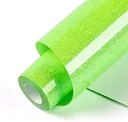 HTVRONT Glitter Heat Transfer Vinyl - 10" x 5FT Neon Green Glitter HTV Vinyl for T-Shirts, Neon Green Glitter Iron on Vinyl for All Cutter Machine