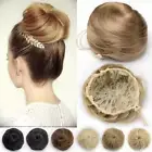 US Straight Curly Drawstring Hair Bun Clip In On Hair Extensions Ponytail Hair