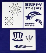 Patriotic Stencils 3 Piece Set-Independence Day Painting/Crafts/Stencil