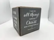 Gray Wood Painted Scripture Cube, Multiple Bible Verses, Christian Gift