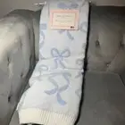Cupcake & Cashmere Blue Bows Throw Blanket super soft nwt