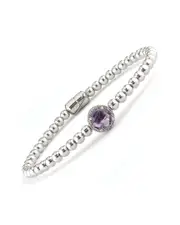 Silver 1.21 ct. tw. Diamond & Amethyst Bangle Bracelet