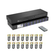 16 Port KVM Switch,Yinker Rack KVM Console VGA 16x1 w/16-Pack Cables IR Remot...