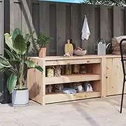 Outdoor Kitchen Cabinet 106x55x64 cm Solid Wood Pine with Ample Storage and Modular Design, Perfect for Patio Dining and Outdoor Kitchen Enhancements