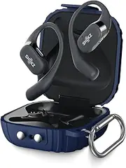 [Alquar] [Newest Secure Lock] for SHOKZ OpenFit T910 Case Cover, Silicone Protective Scratch Shock Resistant Cover ONLY Compatible with SHOKZ OpenFit T910 Earbuds Charging Case with Carabiner(Blue)
