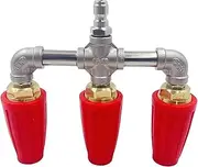 Triple Turbo Nozzle Pressure Washer With 1/4" Quick Connector, 360° Rotating Power Washer Nozzle, Power Washer Nozzle Tips For Cleaning Brick Concrete Surfaces (Red copper)