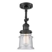 Innovations Small Canton 6" Semi-Flush, Amber/Black/Seeded Bell - 201F-BK-G184S