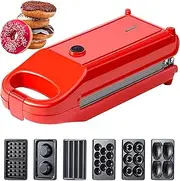 6 in 1 Sandwich Toaster Maker, 700W Multifunctional Breakfast Machine with 6 Interchangeable Plates, for Making Donut, Waffle, Pop Cake, Dough Stick, Egg Tart, Bread