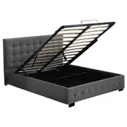 Levede Fabric Bed Frame Gas Lift Storage King Queen Double Tufted Mattress Base