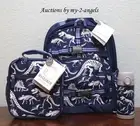 Pottery Barn Kid BLUE DINOSAUR GLOW-IN-THE-DARK Large Backpack Lunch Bag Bottle