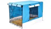 Paw Mate - Wire Dog Cage Crate 24" with Tray + Cushion Mat + Cover Combo - Blue