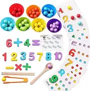 Montessori Arithmetic Math Toy Set, – Silicone Digital Learning with Beads, Chopsticks & Spoons, Daily Number Match (1Pcs)