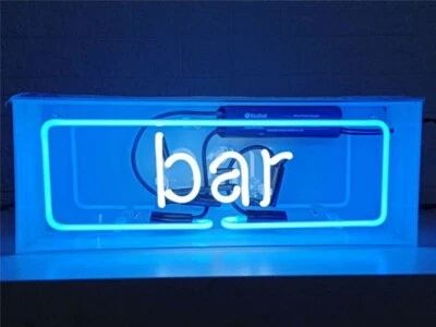 Bar Neon Sign 14"x5" Acrylic Box Light Lamp Pub Hanging Glass Decor UX
