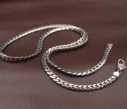 Real Solid 925 Sterling Silver Men's Necklace 5mm Flat Snake Link Chain 24inch