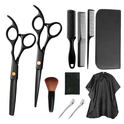 13-Piece Stainless Steel Barber Tool Kit: Scissors, Trimmers, Combs &