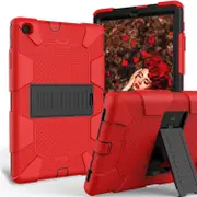 Silicone+PC Case 3-Layer Anti-fall Protective Cover Tablet Stand For Samsung Galaxy Tab A 10.1 inch T510(2019)-3red black