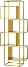 Creative Bookshelf,S-Shaped Geometric Bookcase,Floor Standing Magazines Organiser,for Living Room Bedroom Office,Bearing Weight 100KG(Gold,4-Tier)