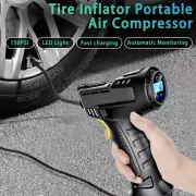 Portable Tire Inflator Air Compressor - 12V DC Car Pump w/ LED & Auto Shutoff