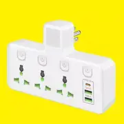3 Prong Wall Plug with 3 Outlets Type C USB A Adapter w/ With Switches and Light