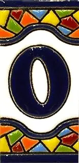 House numbers 3 inch. Handpainted house number tiles for signs, addresses and names. Address numbers for houses. House address numbers and letters. Design MOSAICO MINI 2,87" x 1,38" (NUMBER 0)
