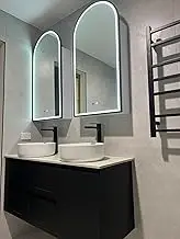 The Arch LED Shaving Cabinet, 50cm x 100cm x 14.8cm, Matte Black Frame, Modern Design, Archie, Dimmable LED, Adjustable Colour Temperature, Antifog, Arch Shape,