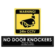 No Door Knockers & Warning CCTV Camera Security Sign - Stickers