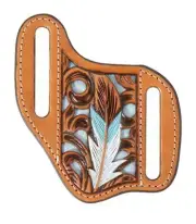 Nocona Leather Knife Sheath Leather Blue Underlay Feather Tan 1807008