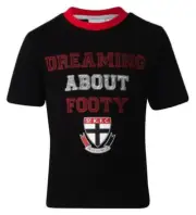 St Kilda Saints Official AFL Summer Cotton Polyester Pyjama T-Shirt ShortsSize 6