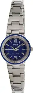 Casio Ladies Blue Dial Metallic Stainless Steel Dress Watch LTP-1368D-2A New