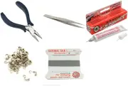 Bead Tip Kit - Pliers, Tweezers, Cement, 30 Bead Tips & Grey Bead Cord #3