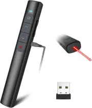 Rechargeable Presentation Clicker for Powerpoint Pointer with Red Light, USB ...