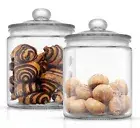 Elegant Cookie Jar. 2 Large Glass Jar With Lid. Jars for Kitchen Counter with...