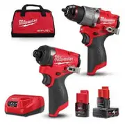 MILWAUKEE 12V Fuel™ 2 Piece 1 x 2.0Ah/1 x 4.0Ah Combo Kit Power Pack M12FPP2A2422B