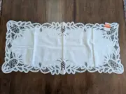 VTG 34"x 15" WHITE TABLE RUNNER w/Battenburgh Lace-"PINEAPPLES" design New w/TAG