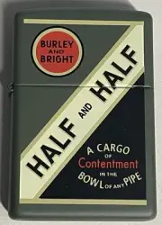 ZIPPO 1999 TOBACCO TIN SERIES HALF & HALF GREEN MATTE LIGHTER UNFIRED N BOX K809