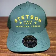 Stetson Men’s Forrest Green Yellow Snapback Trucker Mesh Hat Cap NEW