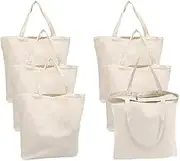 6Pcs Reusable Canvas Tote Bags,Cotton Tote Bag,Tote Bags Multi-Purpose Reusable Blank Canvas Bags Use,Blank Plain Canvas Bag Large Grocery Shopping Bag for Grocery Shopping Craft DIY Drawing Bag