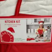 Martha Stewart Collection Kids Kitchen Kit Red 2 Oven Mits Apron Chef Hat NEW