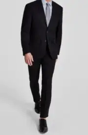 $395 Kenneth Cole Mens Black Techni-Cole Slim-Fit Jacket Pants 2-Piece Suit 42R