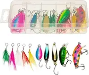 Lure Kit,Spoon Lures with Detachable Feather | 20X Fishing Accessories for Freshwater Saltwater, Tackle Kit for Perch Trout Carp