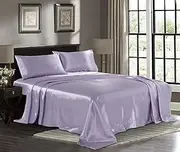 Satin Sheets Full [4-Piece, Lavender] Hotel Luxury Silky Bed Sheets - Extra Soft 1800 Microfiber Sheet Set, Wrinkle, Fade, Stain Resistant - Deep Pocket Fitted Sheet, Flat Sheet, Pillow Cases